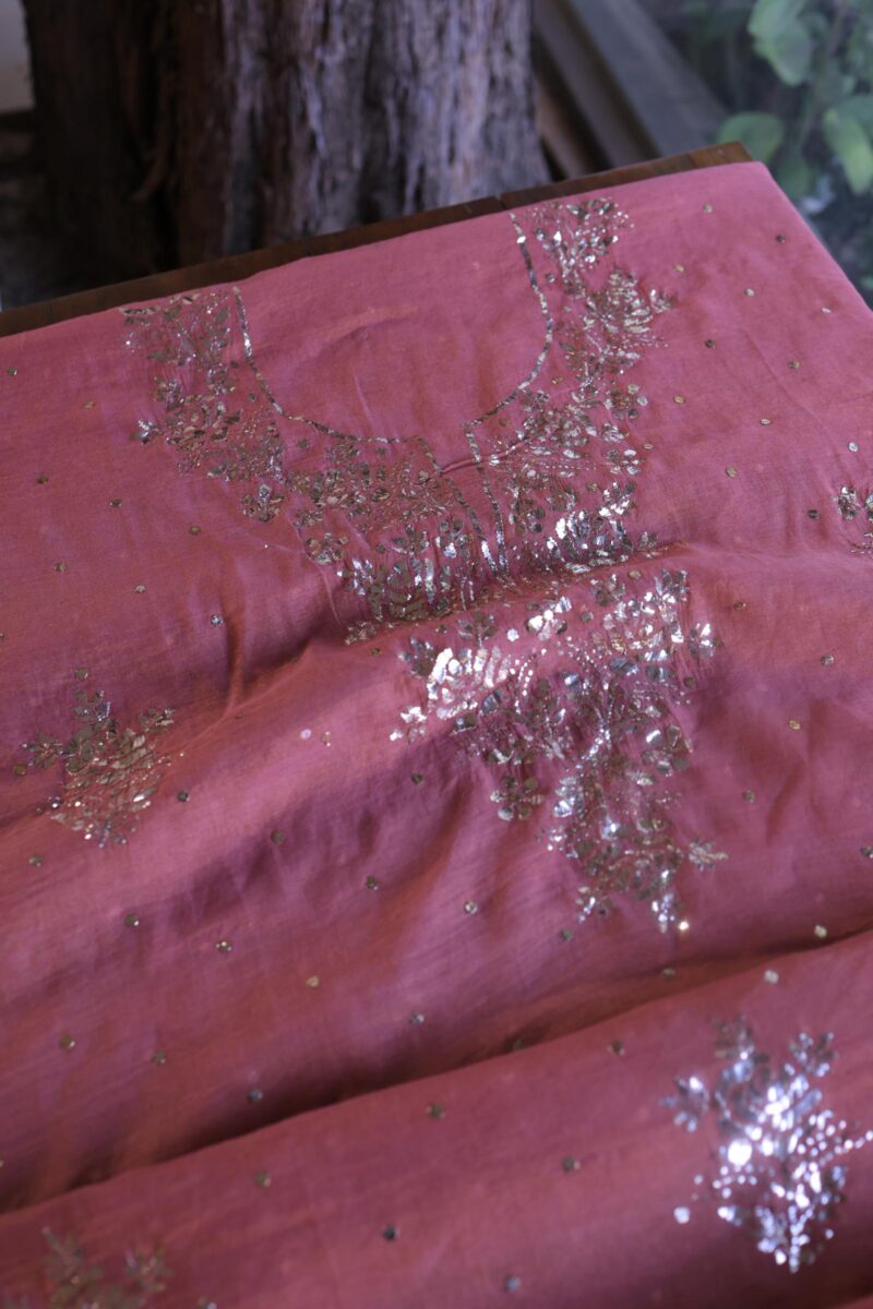 Turkish Rose | Tissue Silk Mukaish Fabrics
