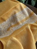 Yellow Linen Chikankari Unstitched Men's Kurta Fabric