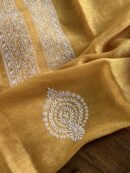 Yellow Linen Chikankari Unstitched Men's Kurta Fabric
