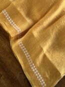 Yellow Linen Chikankari Unstitched Men's Kurta Fabric