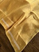 Yellow Linen Chikankari Unstitched Men's Kurta Fabric