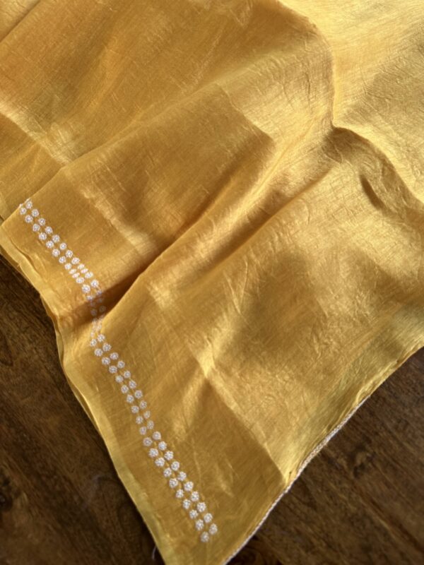 Yellow Linen Chikankari Unstitched Men's Kurta Fabric - Image 7