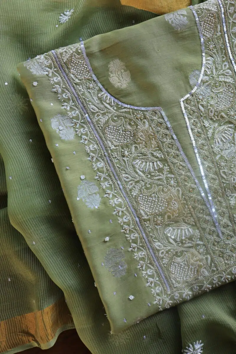 Zari Chanderi Chikankari Fabrics