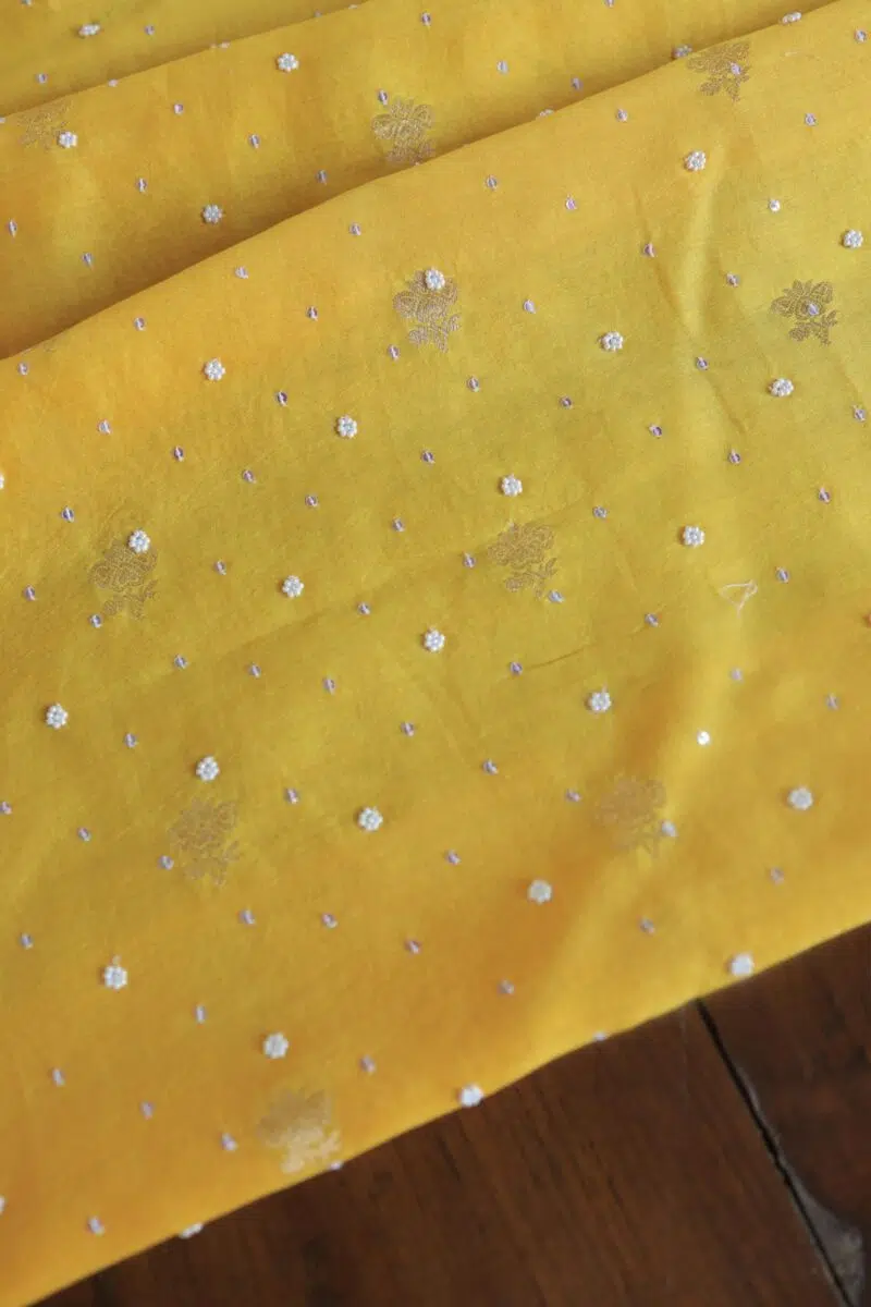 Mango Yellow | Zari Chanderi Chikankari Fabrics