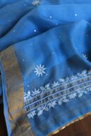 Silk Blue | Zari Chanderi Chikankari Fabrics