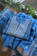 Silk Blue | Zari Chanderi Chikankari Fabrics