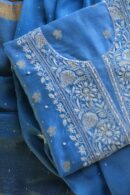 Silk Blue | Zari Chanderi Chikankari Fabrics