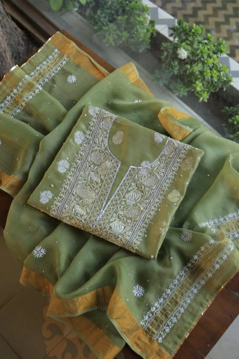 Zari Chanderi Chikankari Fabrics
