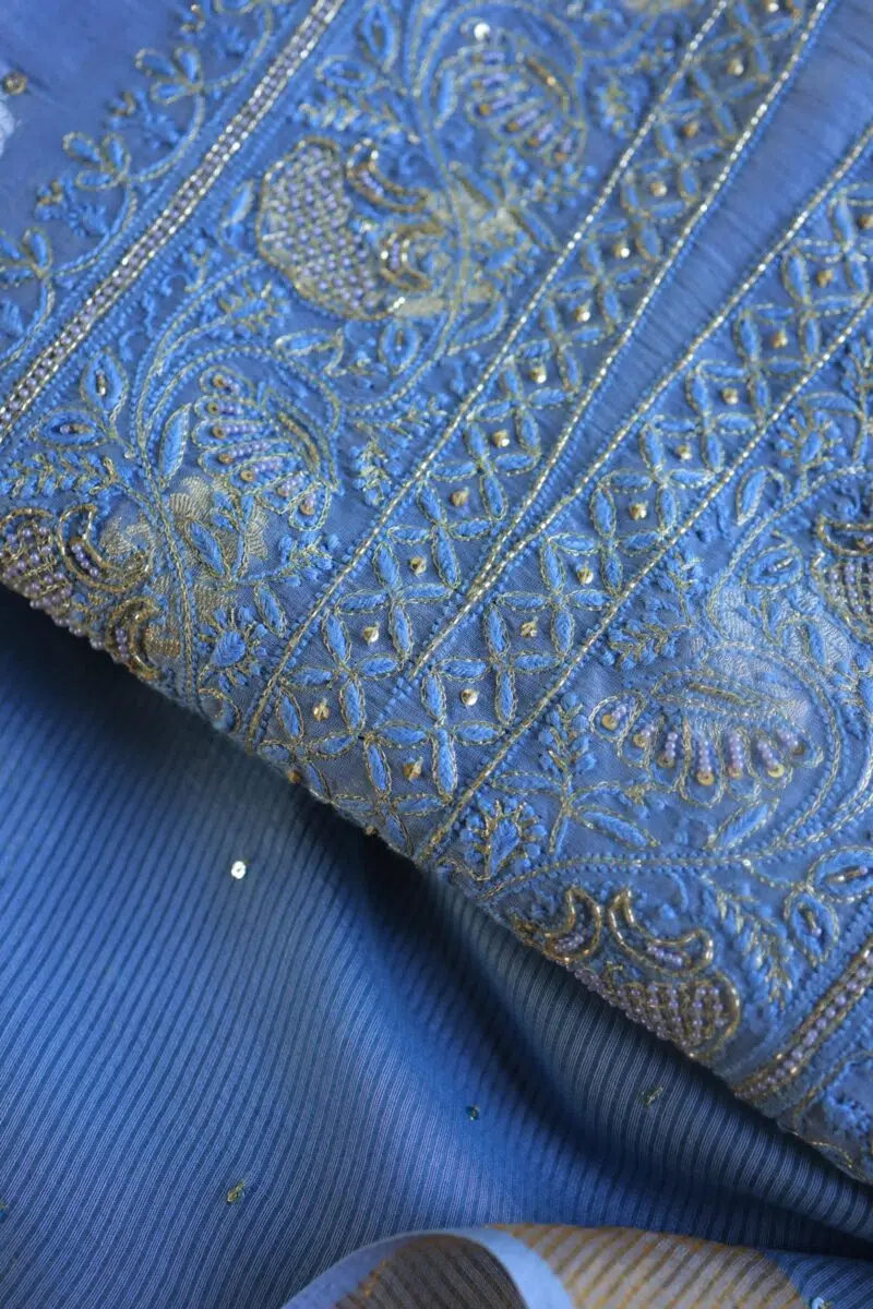 Zari Chanderi Chikankari Fabrics