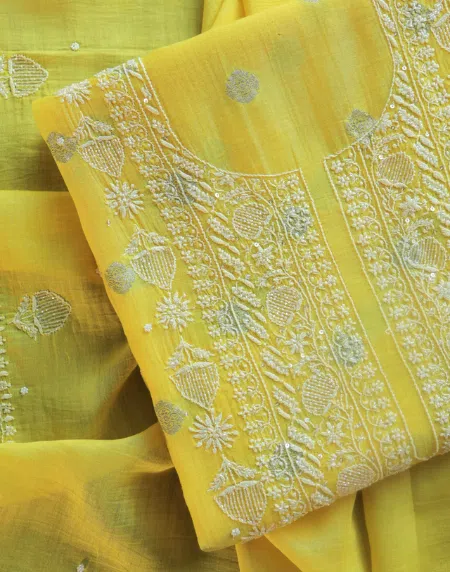 Zari Chanderi Chikankari Fabrics
