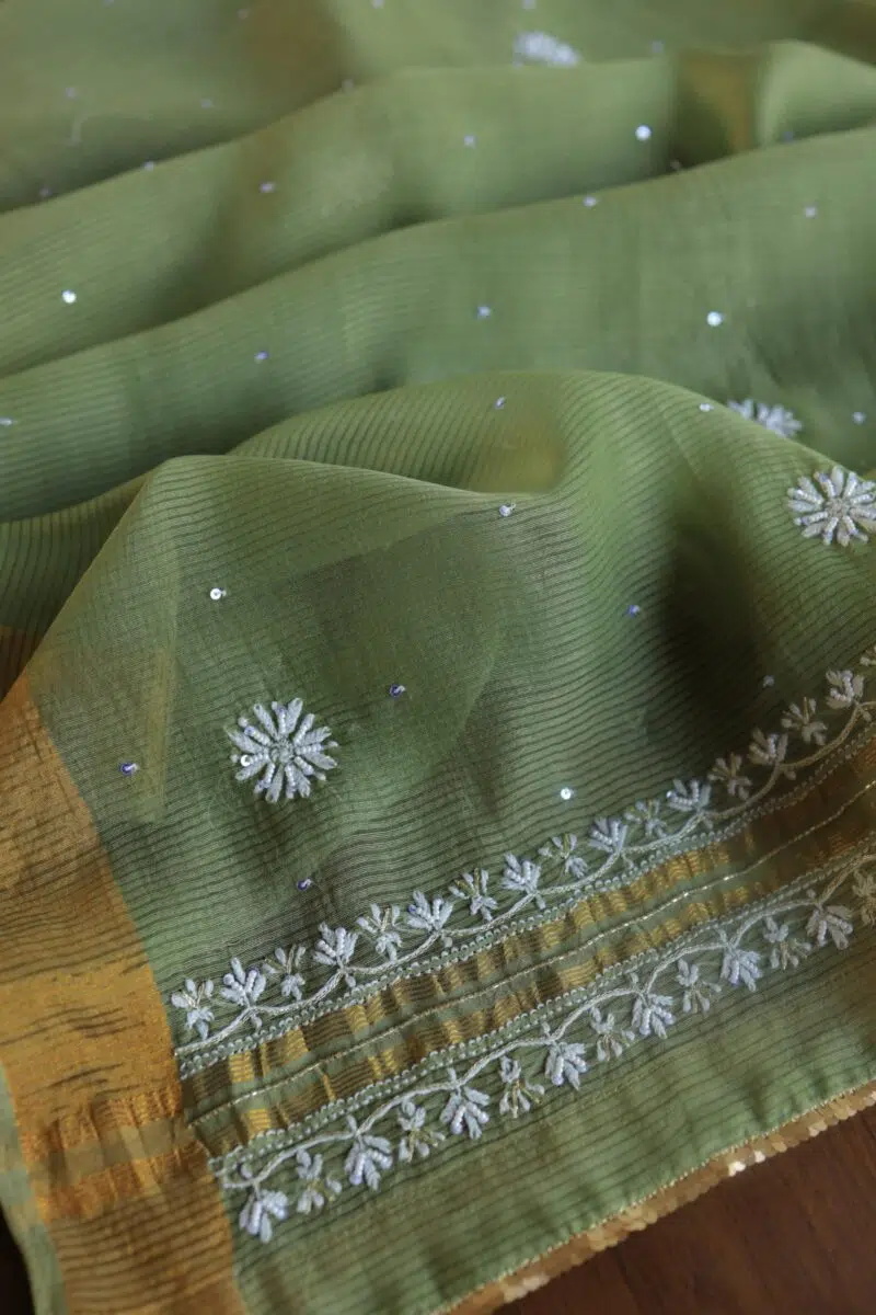 Zari Chanderi Chikankari Fabrics