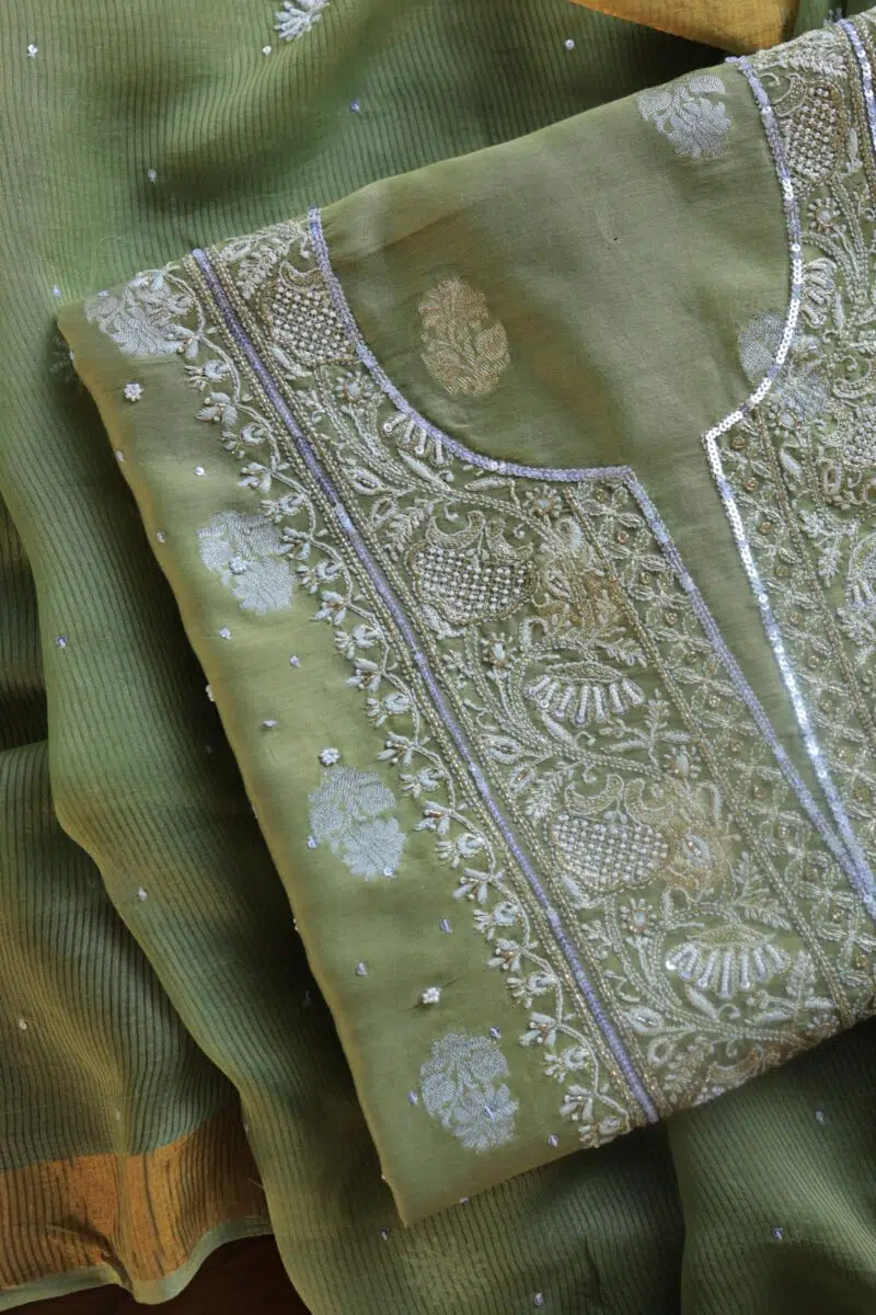 Zari Chanderi Chikankari Fabrics