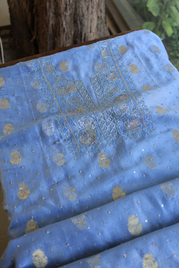 Banarasi Zari Chanderi Unstitched Chikankari Fabrics - Image 10