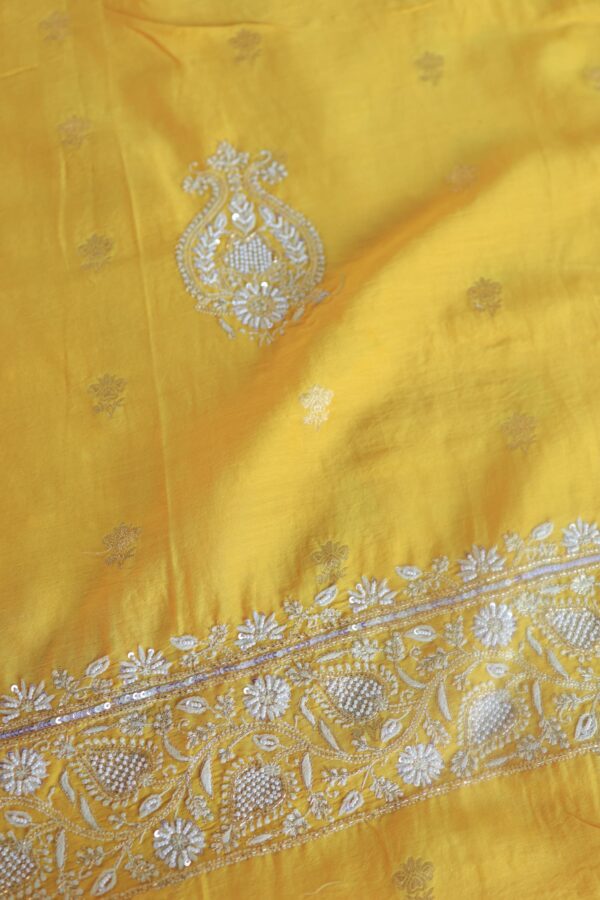 Banarasi Zari Chanderi Unstitched Chikankari Fabrics - Image 15