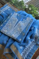 Silk Blue | Zari Chanderi Chikankari Fabrics