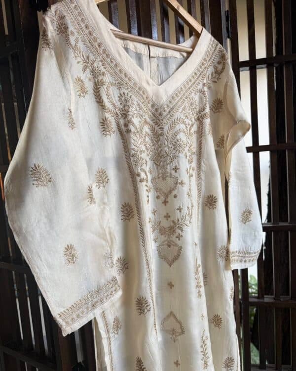 Mulberry silk resham Chikankari kurta
