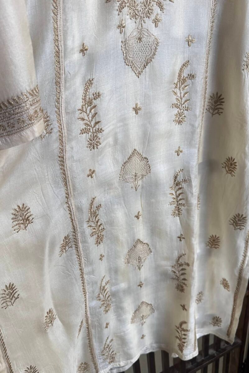 Mulberry silk resham Chikankari kurta