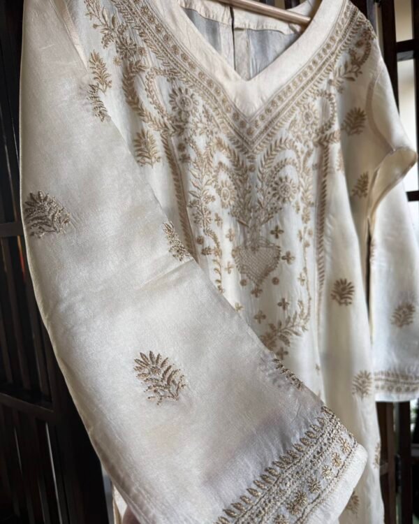 Mulberry silk resham Chikankari kurta - Image 2