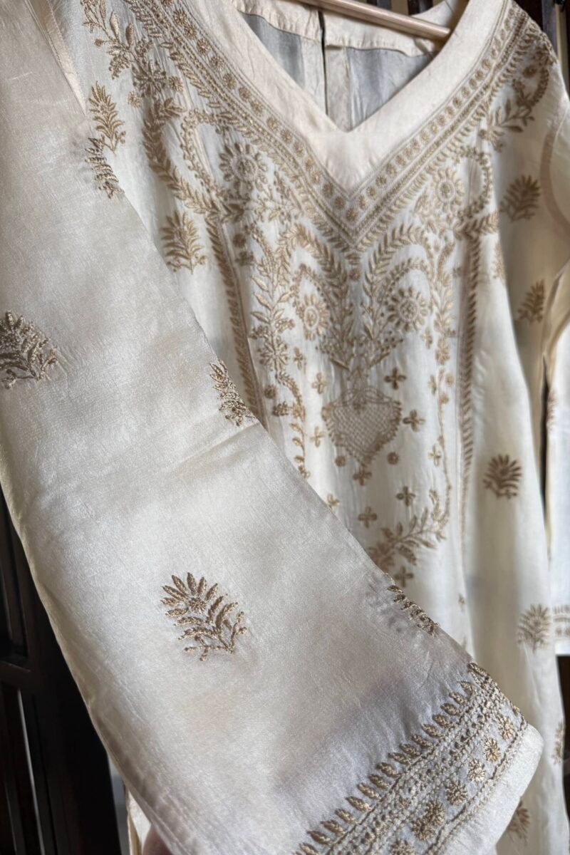 Mulberry silk resham Chikankari kurta