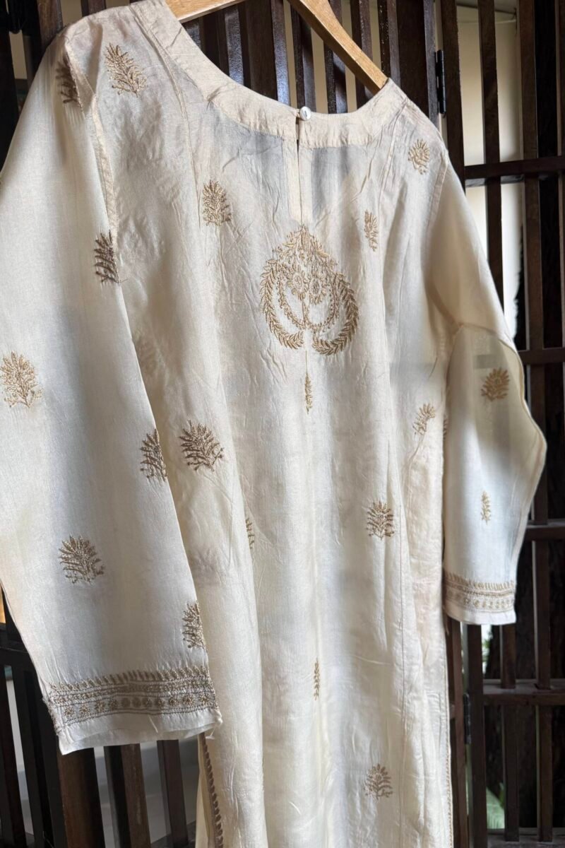 Mulberry silk resham Chikankari kurta