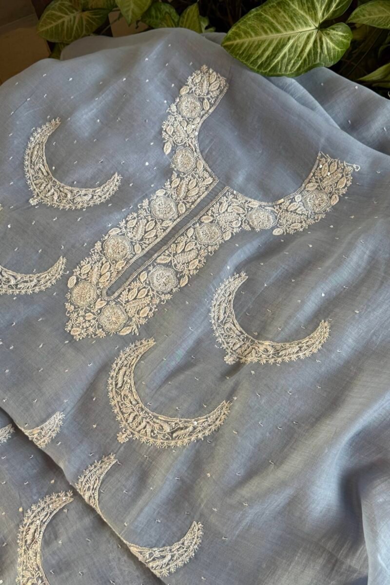 Powder Blue | Crescent Chandbala Chikankari Fabrics