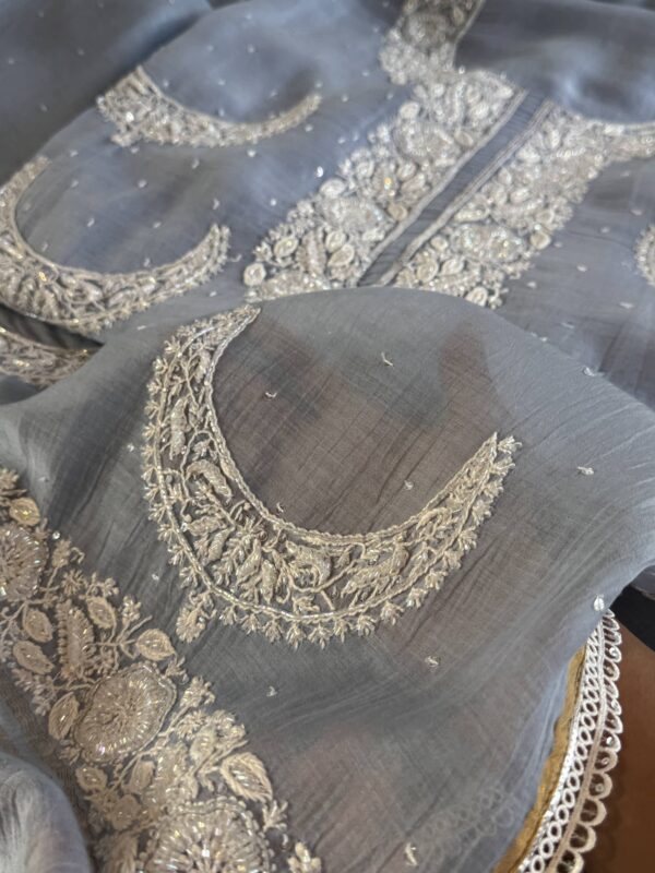 Powder Blue | Crescent Chandbala Chikankari Fabrics - Image 7