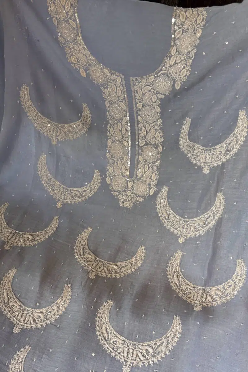 Powder Blue | Crescent Chandbala Chikankari Fabrics
