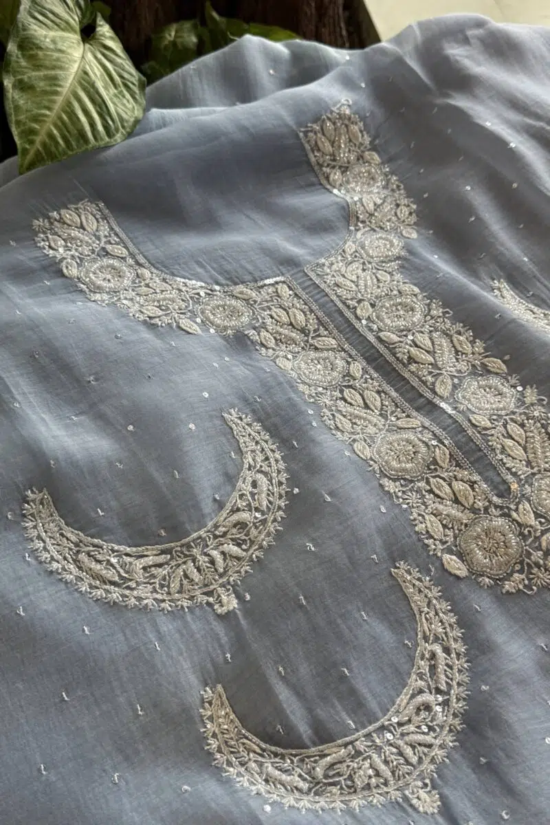 Powder Blue | Crescent Chandbala Chikankari Fabrics