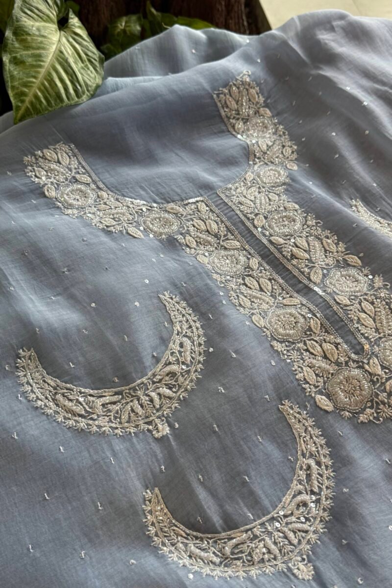 Powder Blue | Crescent Chandbala Chikankari Fabrics