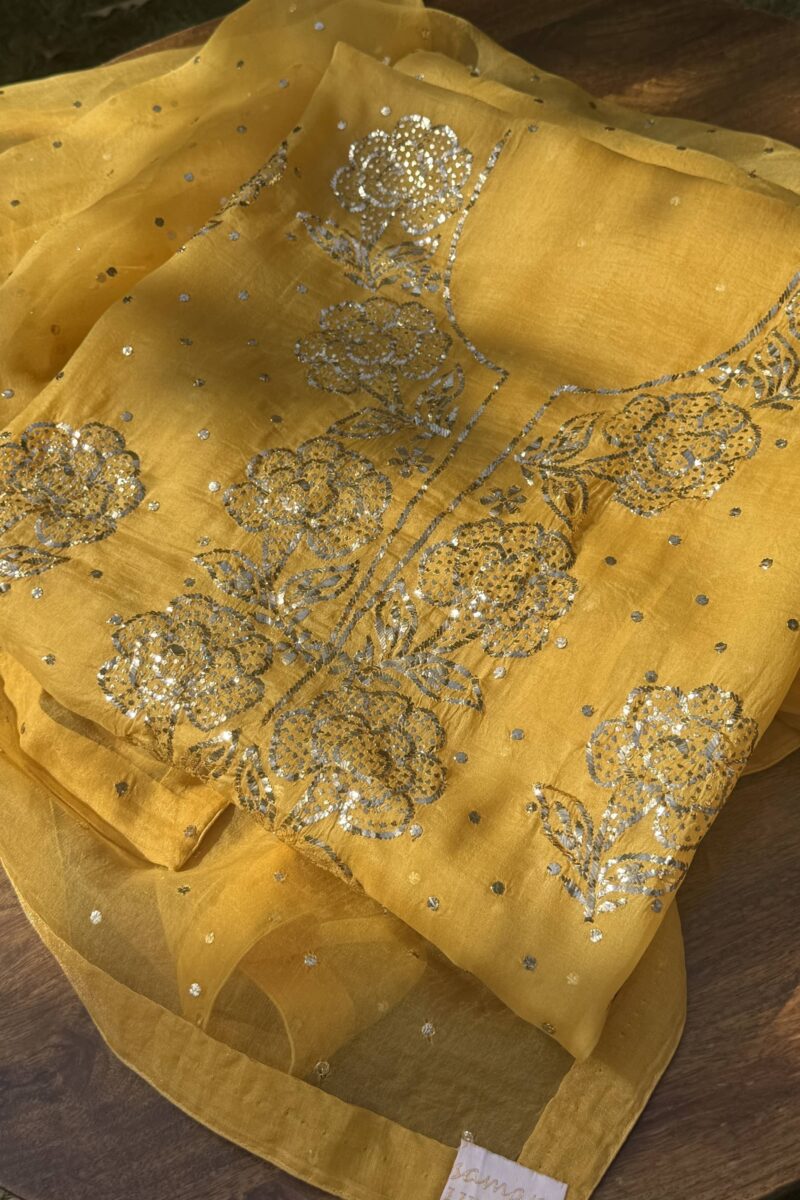 Mango Yellow | Noor Mukaish Kurta Set