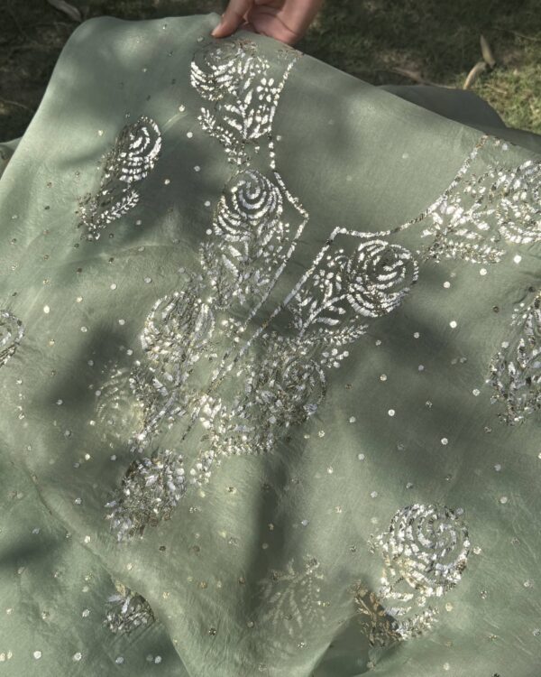 Green | Noor Mukaish Kurta Set - Image 5