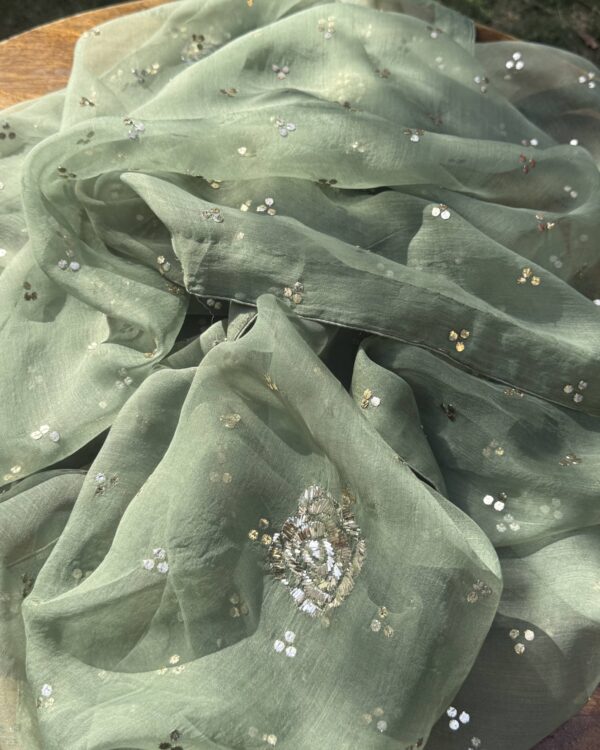 Green | Noor Mukaish Kurta Set - Image 4