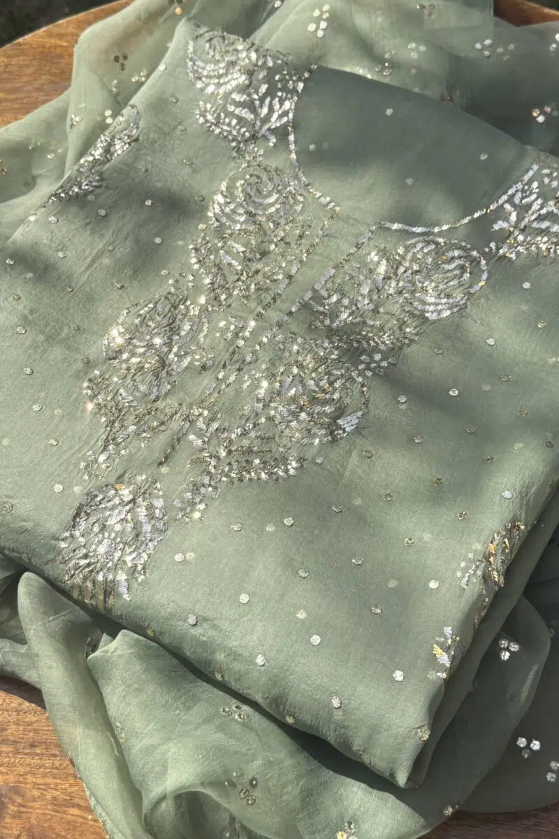 Green | Noor Mukaish Kurta Set