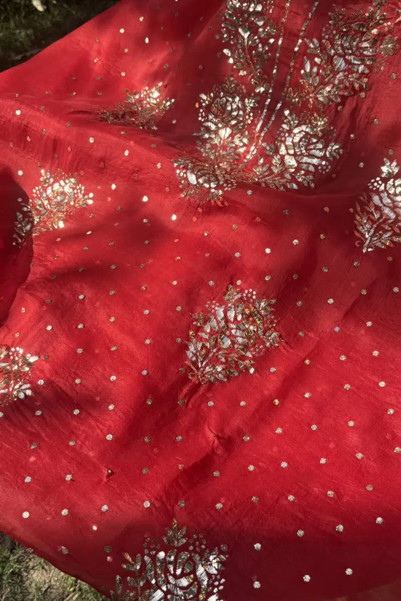 Watermelon Red | Noor Mukaish Kurta Set