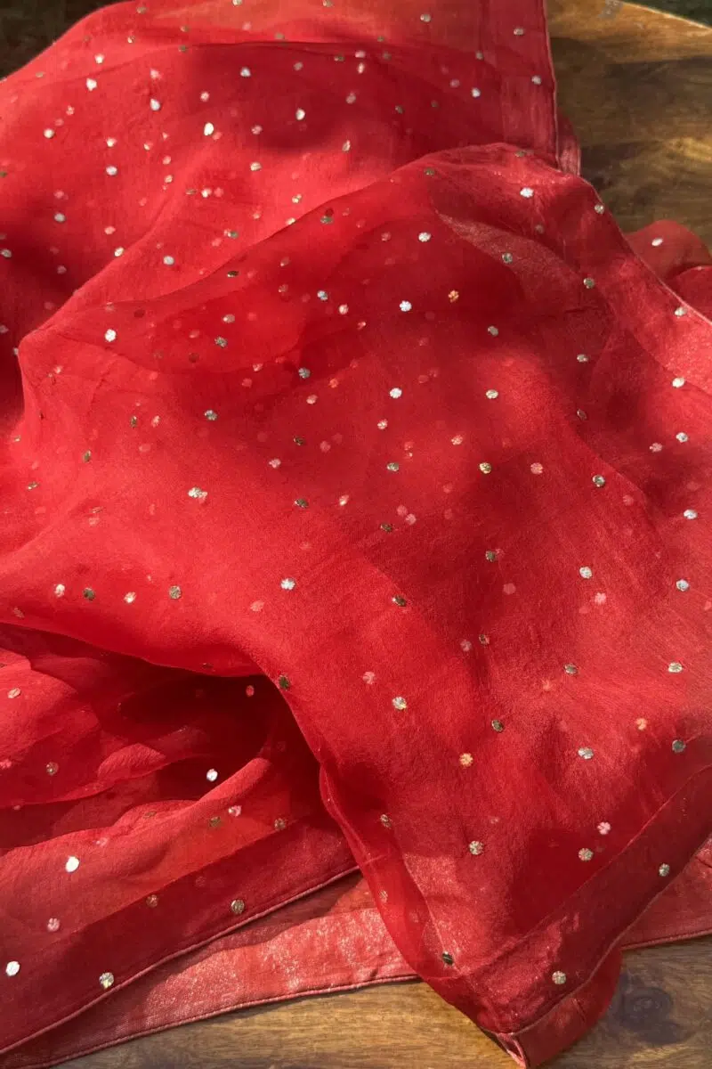 Watermelon Red | Noor Mukaish Kurta Set