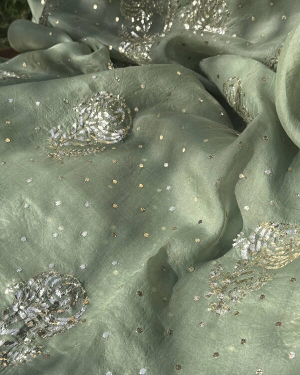 Green | Noor Mukaish Kurta Set - Image 6