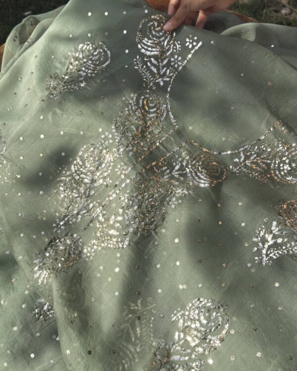 Green | Noor Mukaish Kurta Set - Image 2