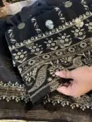 Jet Black | Zari Chanderi Chikankari Fabrics