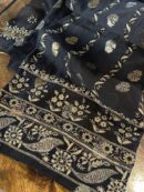Jet Black | Zari Chanderi Chikankari Fabrics