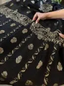 Jet Black | Zari Chanderi Chikankari Fabrics