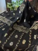 Jet Black | Zari Chanderi Chikankari Fabrics