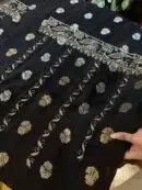 Jet Black | Zari Chanderi Chikankari Fabrics