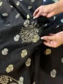 Jet Black | Zari Chanderi Chikankari Fabrics