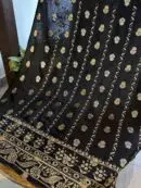 Jet Black | Zari Chanderi Chikankari Fabrics