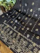 Jet Black | Zari Chanderi Chikankari Fabrics