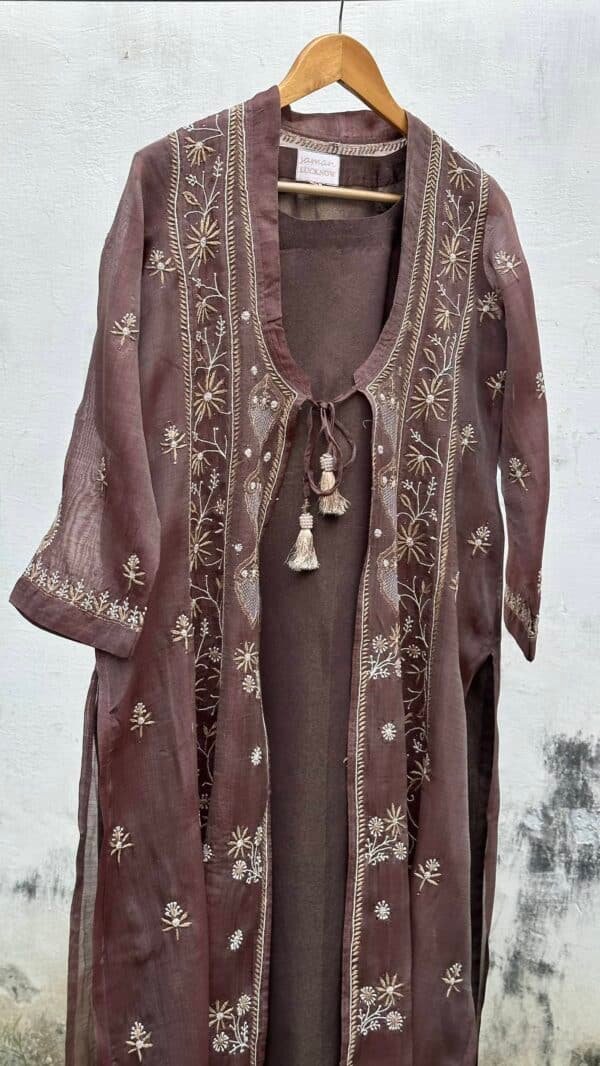 SICO Mal Chikankari Kurta With Mukaish Kamdani – Ready to Wear - Image 6