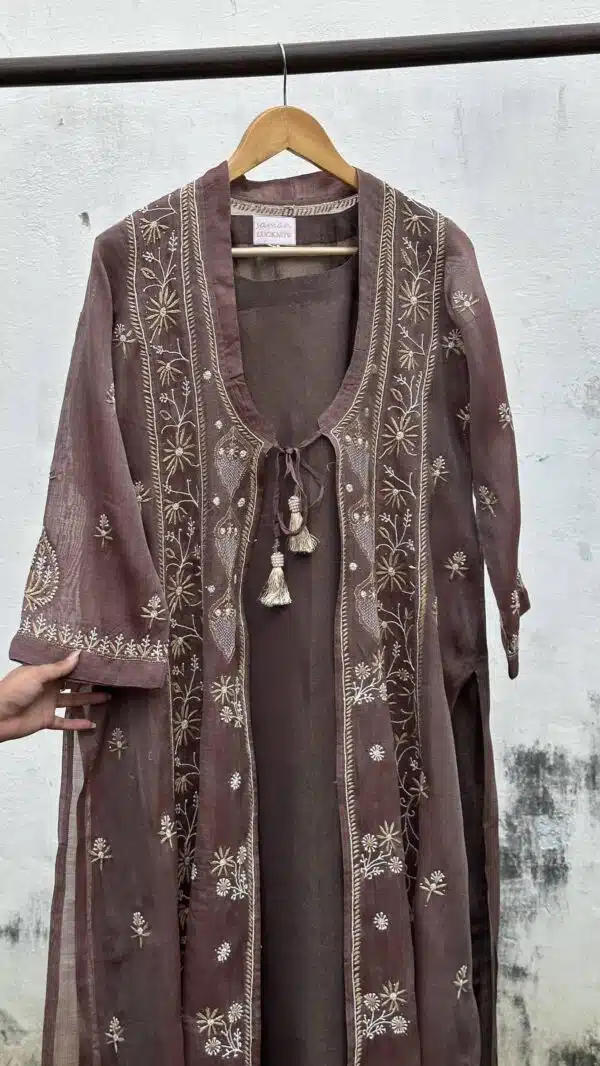 SICO Mal Chikankari Kurta With Mukaish Kamdani – Ready to Wear - Image 4