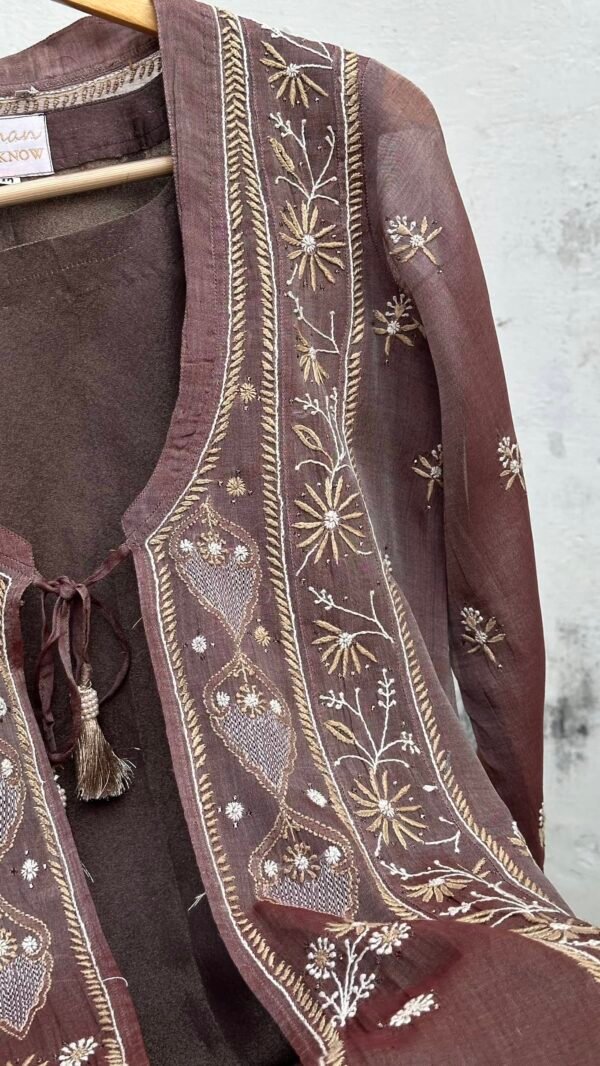 SICO Mal Chikankari Kurta With Mukaish Kamdani – Ready to Wear - Image 3