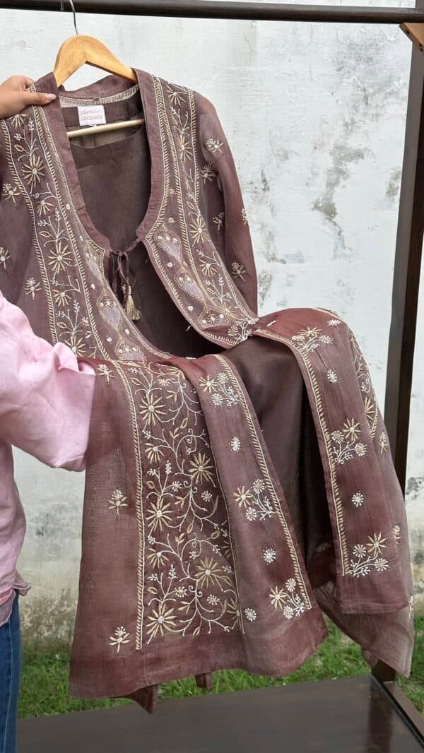 SICO Mal Chikankari Kurta With Mukaish Kamdani – Ready to Wear - Image 8