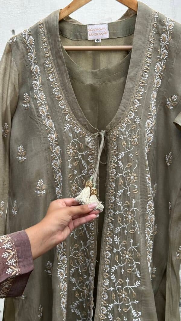SICO Mal Chikankari Kurta With Mukaish Kamdani – Ready to Wear - Image 7